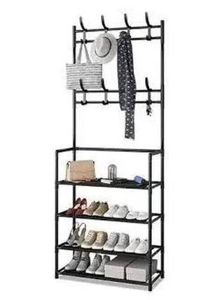 Підлогова вішалка стійка 60*29.5*154 см для одягу з полицями new simple floor clothes rack5 фото