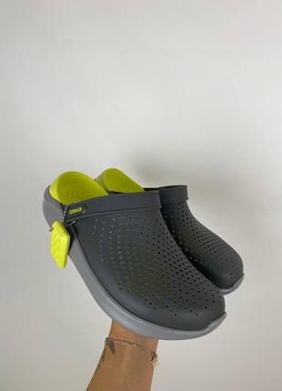 Мужские кроксы crocs literide grey/light green1 фото