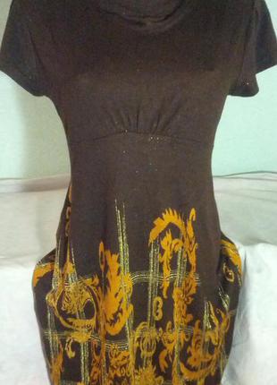 Класное трикотажное платье цвета горького шоколада,44-46разм.