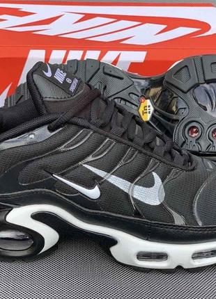 🔥мужские кроссовки nike air max tn plus all black grey red leather