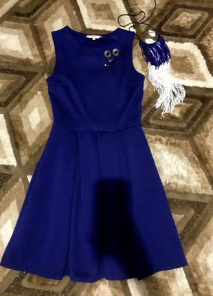Платье new look синее базовое нарядное короткое без рукавов