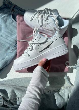 Nike air force 1 low white жіночі круті білі кросівочки найк весна літо осінь белые женские кроссовки топ2 фото