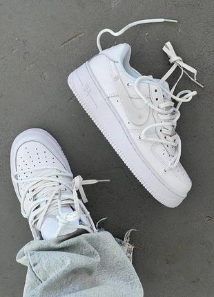 Nike air force 1 low white жіночі круті білі кросівочки найк весна літо осінь белые женские кроссовки топ4 фото