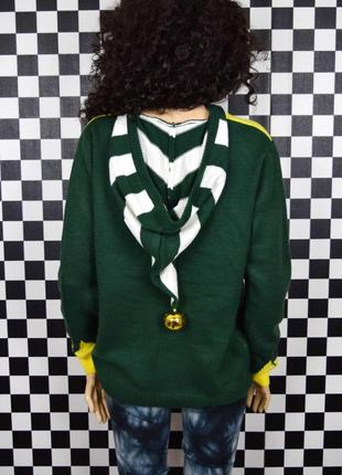 Зелёный прикольный свитер с капюшоном ельфа унисекс праздничный оригинальный новогодний3 фото
