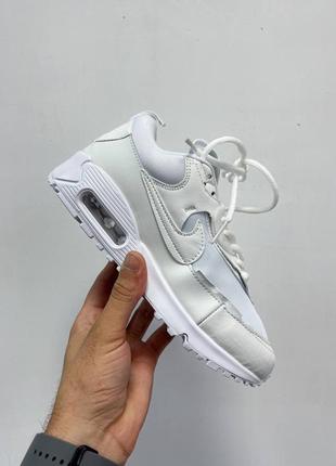 Nike air max 90 white жіночі кросівки з сіточкою білого кольору женские белые кроссовки найк в сетку весна лето осень5 фото