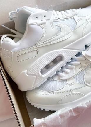 Nike air max 90 white жіночі кросівки з сіточкою білого кольору женские белые кроссовки найк в сетку весна лето осень9 фото