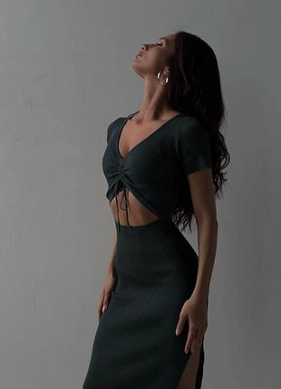 Летнее трендовое платье черное длинное платье рубчик мустанг 2023