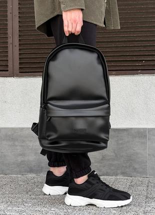 Стильный черный мужской рюкзак, экокожа, вместительный, с карманом для ноутбука, мужские сумки и рюкзаки4 фото
