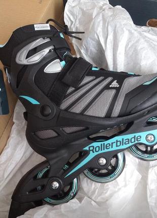 Rollerblade ролики роликовые коньки черные с голубым 6usa, 36,5, 23см