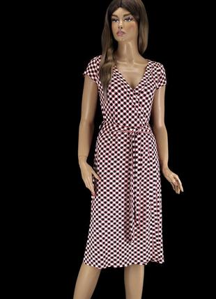 Брендовое трикотажное платье миди "marks&spencer" с геометрическим принтом. размер uk12.