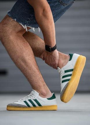 Чоловічі кросівки літні adidas samba x ronnie fieg x clarks white green адидас самба белые