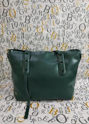 Жіноча шкіряна сумка (зелена)  23-07-131