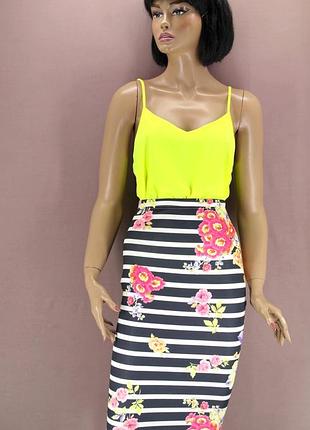 Новая брендовая облегающая юбка - карандаш "misslook" с цветочным принтом. размер uk 8/eur 36.