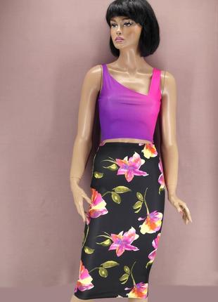Новая брендовая облегающая юбка - карандаш "misslook" с цветочным принтом. размер uk 8/eur 36.