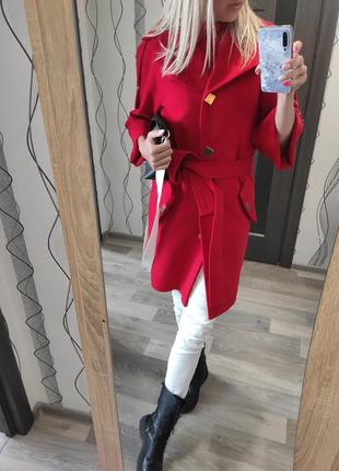 Кашемировое красное пальто6 фото