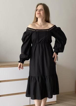Чорна бавовняна сукня2 фото