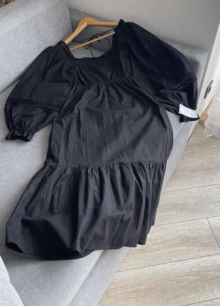 Черное хлопковое платье5 фото