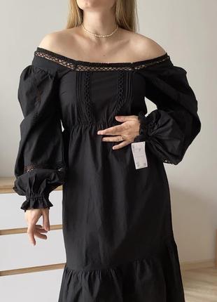 Чорна бавовняна сукня4 фото