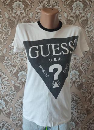 Базовая фирменная футболка с большим лого guess2 фото