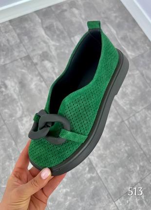 Туфли missia, зеленый, натуральная замша