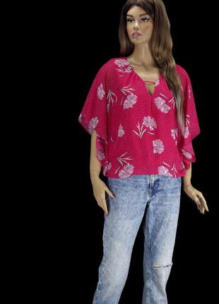 Новая(сток) оригинальная малиновая блузка "george" с цветочным принтом. размер uk12/eur40.6 фото