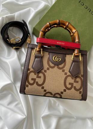 Сумка міні з бамбуковою ручкою gucci tote diana jambo