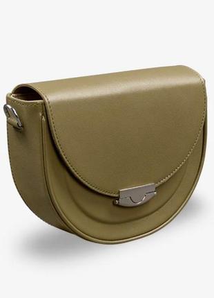 Женская сумка полукруглая натуральная кожа оливковая kira3 фото