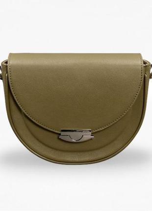 Женская сумка полукруглая натуральная кожа оливковая kira2 фото