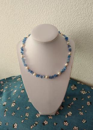 Колье  блакитна перлина