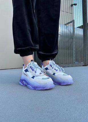 Кроссовки женские balenciaga triple s clear sole white violet