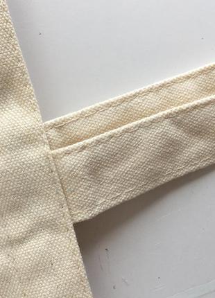 Эко сумка шоппер текстильный из плотной ткани бежевый с принтом рисунком женский3 фото