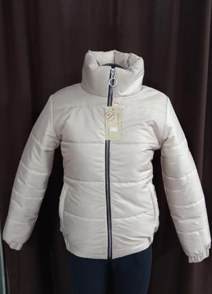 Куртка женская беж без капюшона деми с-4581. размеры: 42,44,46.