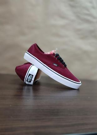 Бордовые кеды кроссовки мокасины слипоны vans authentic