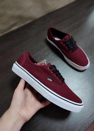 Бордовые кеды кроссовки мокасины слипоны vans authentic2 фото