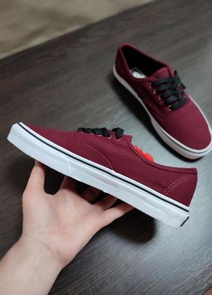 Бордовые кеды кроссовки мокасины слипоны vans authentic6 фото