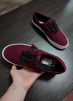 Бордовые кеды кроссовки мокасины слипоны vans authentic5 фото