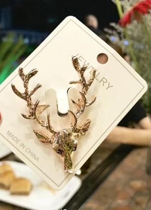 Новорічна брошка олень, брошка на різдво, брошка на подарунок