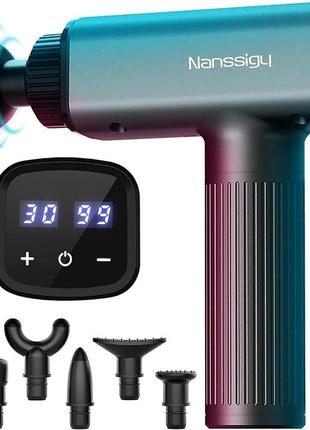 Nanssigy muscle massage gun gun, 30-позиционный регулируемый массажер со светодиодным индикатором, 6 массажных