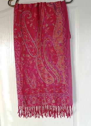 Теплий кашеміровий широкий шарф/палантин, принт турецький огірок