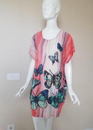 Красивая трикотажная блуза в бабочки батал m2k paris2 фото
