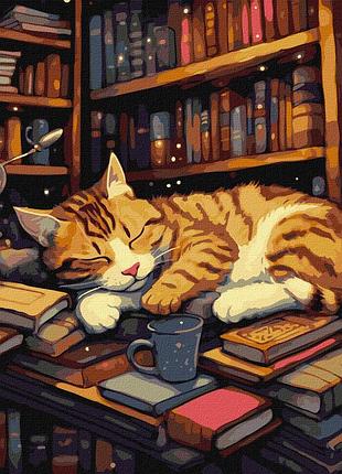Картина за номерами пухнастий книголюб kho6505