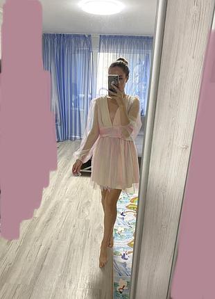 Волшебное нежное платье разноцветное барби розовое с