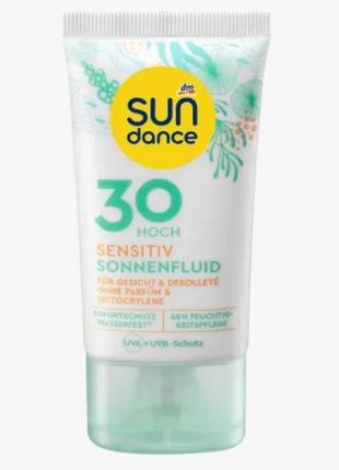 Сонцезахисний флюїд для чутливої шкіри обличчя sundance sonnenfluid gesicht sensitiv, spf 30