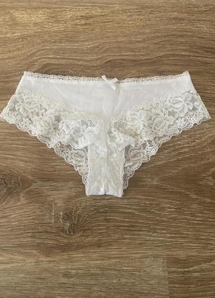 Шикарні, базові, ажурні, трусики, білого кольору, котонові, від бренду: h&m 👌
