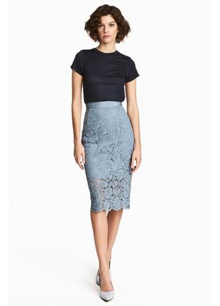 Брендовая юбка футляр кружево от h&m