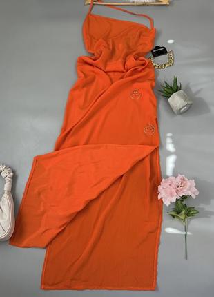 Платье яркое с разрезами внизу, на одно плечо, размер l2 фото