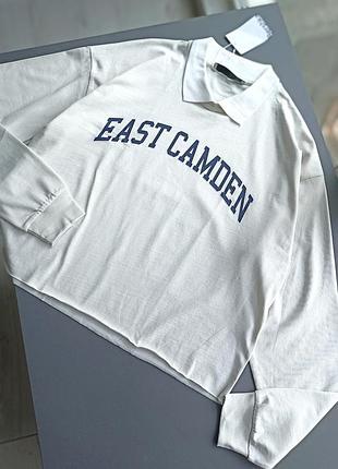 Женский свитшот лонгслів воротник поло оверсайз хлопок