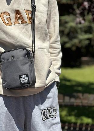 Месенджер сумка сіра stone island, барсетка стон айленд, месенджер чоловічий