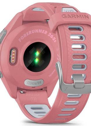 Спортивний годинник garmin forerunner 265s black bezel with light pink case and light pink/whitestone silicone band6 фото