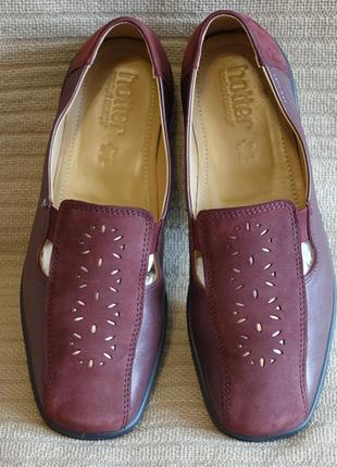 Замечательные комбинированные кожаные туфельки цвета бордо hotter calypso англия 42 р.3 фото
